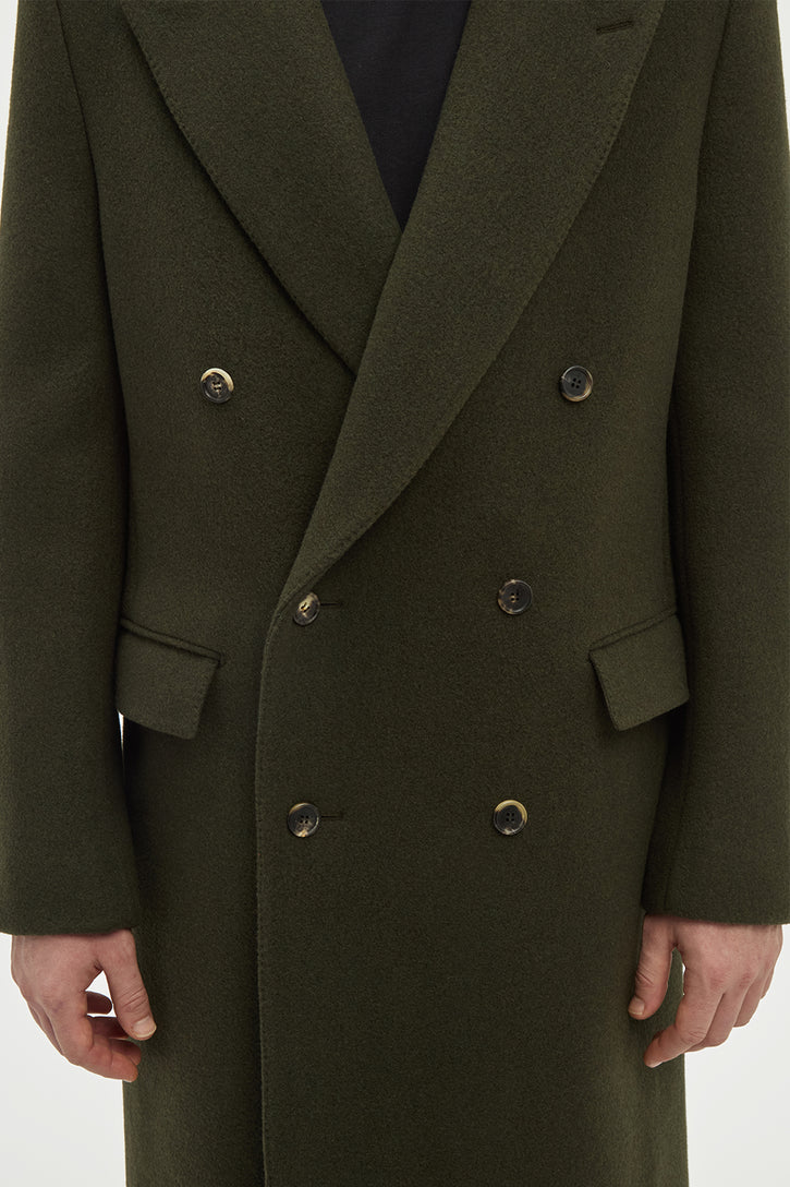 Brannick Overcoat in Olive Cashemre Felt
