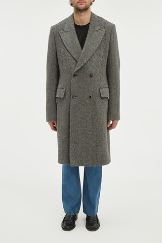 Charcoal Herringbone Cashmere Wool Mcaffrey Coat - On Model Front View | Gabriela Hearst