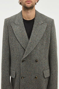 Mcaffrey Coat in Charcoal Multi Cashmere Wool Herringbone