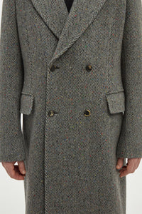 Mcaffrey Coat in Charcoal Multi Cashmere Wool Herringbone