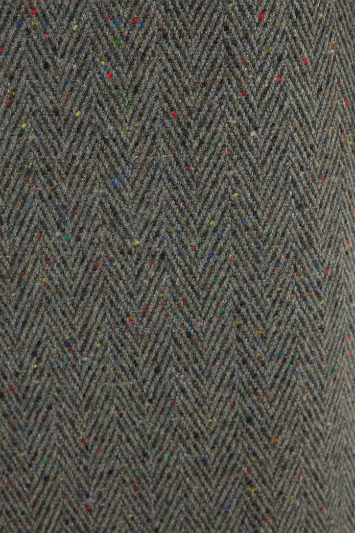 Harold Trouser in Charcoal Multi Cashmere Wool Herringbone