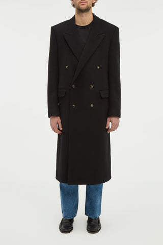 Brannick Coat in Black Double-face Recycled Cashmere