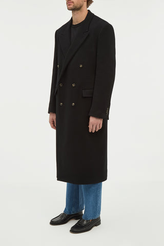 Brannick Coat in Black Double-face Recycled Cashmere