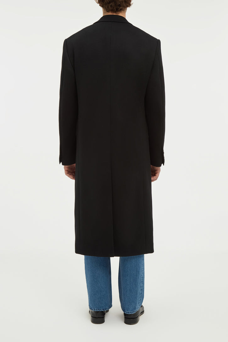 Brannick Overcoat in Black Double-face Recycled Cashmere