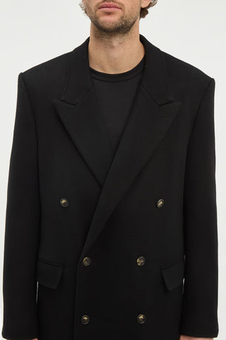 Brannick Coat in Black Double-face Recycled Cashmere