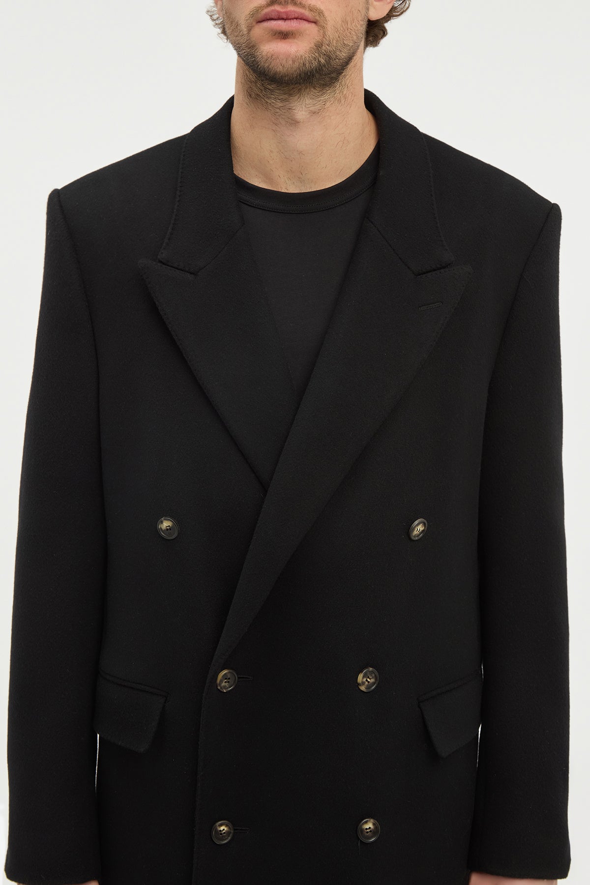 Brannick Overcoat in Black Double-face Recycled Cashmere