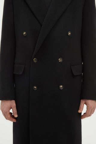 Brannick Coat in Black Double-face Recycled Cashmere