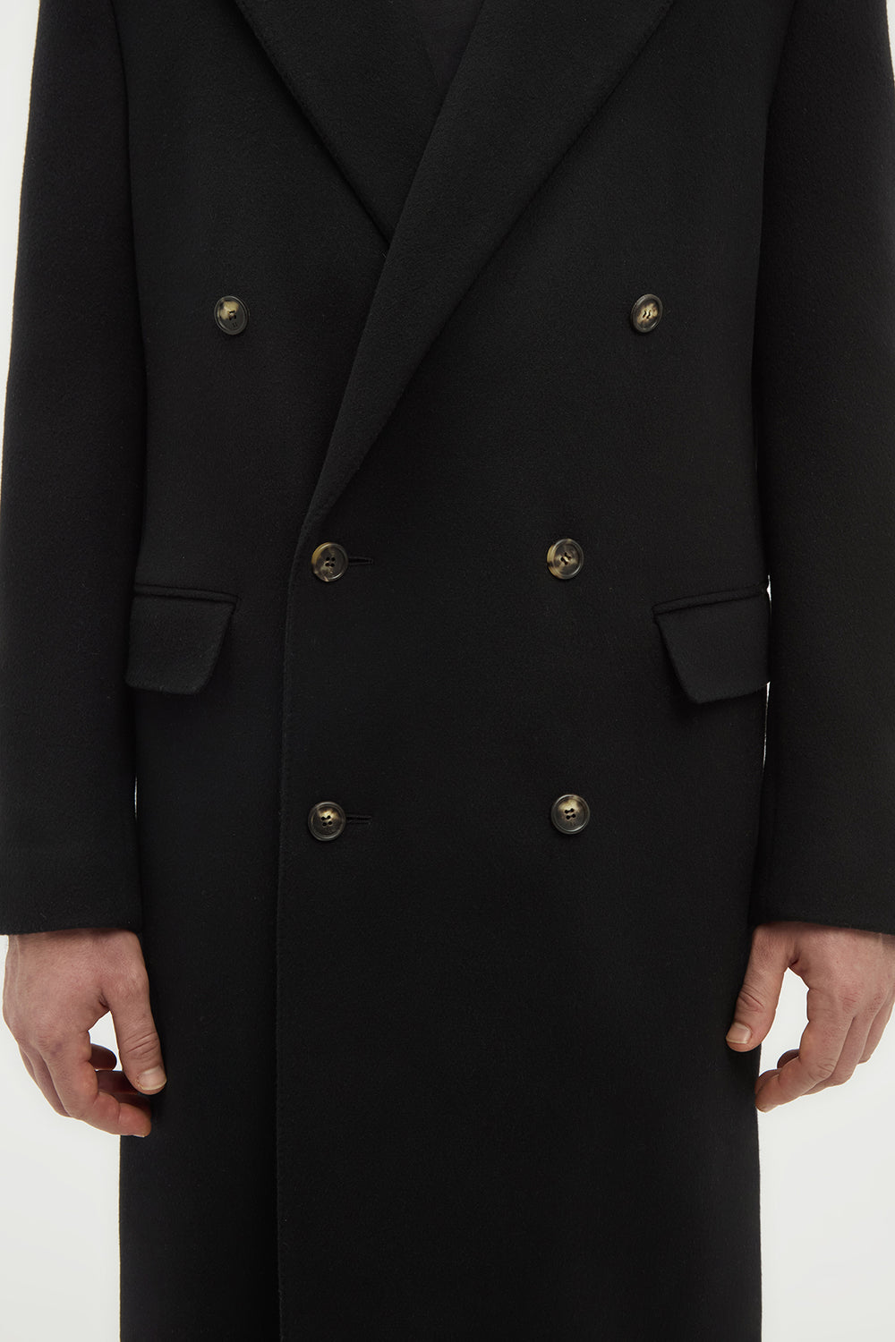 Brannick Overcoat in Black Double-face Recycled Cashmere