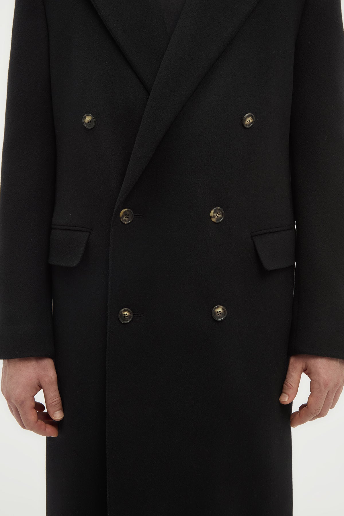 Brannick Overcoat in Black Double-face Recycled Cashmere