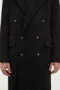 Brannick Overcoat in Black Double-face Recycled Cashmere