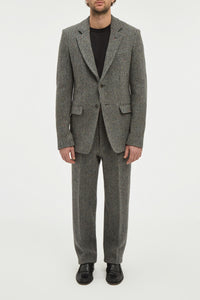 Irving Jacket in Charcoal Multi Cashmere Wool Herringbone