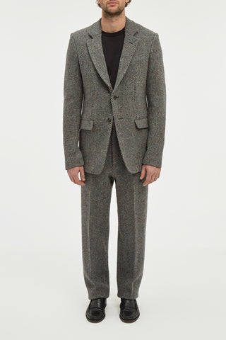 Harold Straight-leg Trouser in Charcoal Multi Cashmere Wool Herringbone