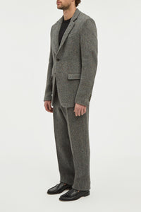 Harold Trouser in Charcoal Multi Cashmere Wool Herringbone