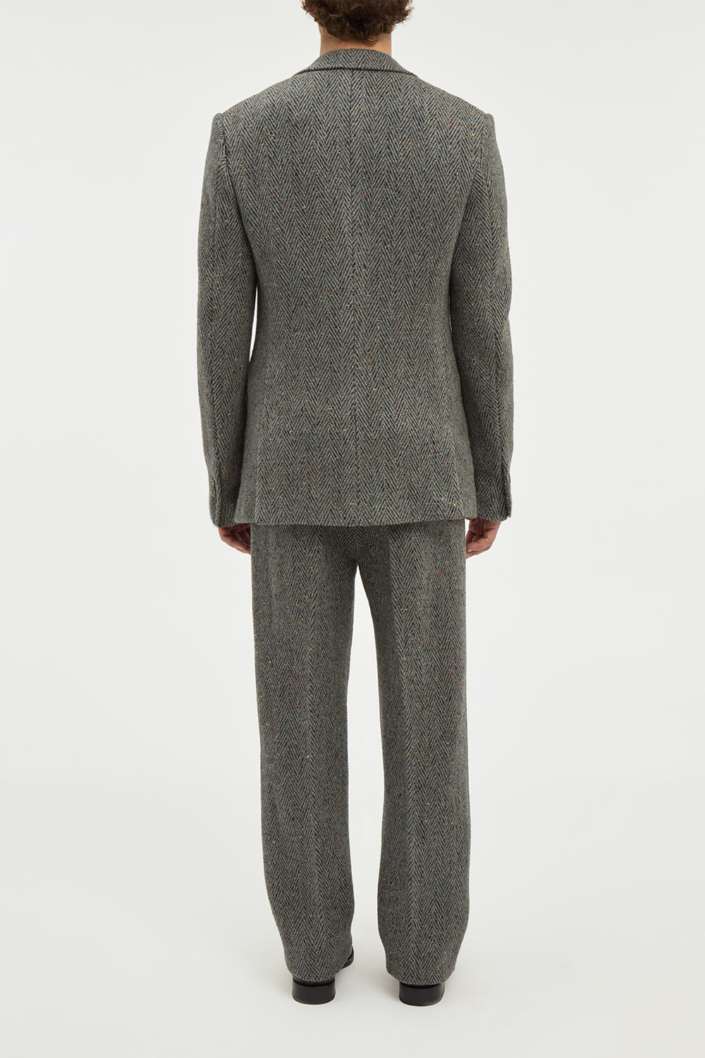 Irving Jacket in Charcoal Multi Cashmere Wool Herringbone