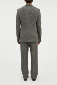 Irving Jacket in Charcoal Multi Cashmere Wool Herringbone