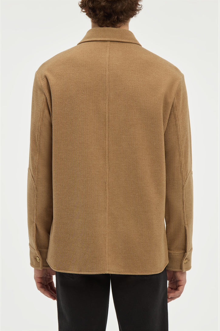Lucas Overshirt in Camel Cashmere Wool Corduroy