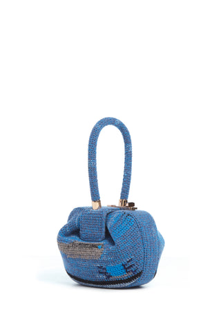 Blue Multi Crochet Cashmere Demi Bag - Three Quarter View | Gabriela Hearst