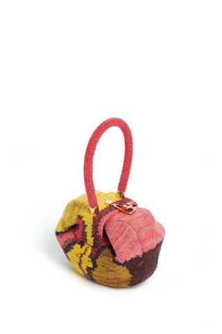 Crochet Cashmere Demi Bag Rose Gold Turnlock - Three Quarter View | Gabriela Hearst