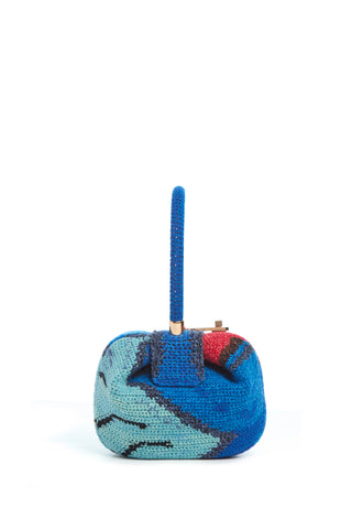 Multicolor Crochet Cashmere Demi Bag - Top View with Handle Extended | Gabriela Hearst