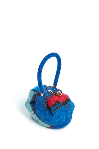 Multicolor Crochet Cashmere Demi Bag - Three Quarter View with Rose Gold Hardware | Gabriela Hearst