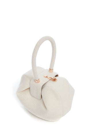 Ivory Cashmere Felt Nina Bag - Side Profile | Gabriela Hearst