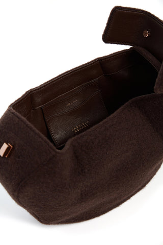 Chocolate Nina Bag Open Interior - Nappa Leather Lining with Branded Patch | Gabriela Hearst