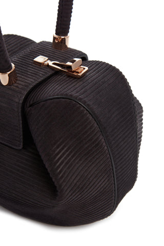 Chocolate Corded Suede Nina Bag - Rose Gold Hardware Detail | Gabriela Hearst
