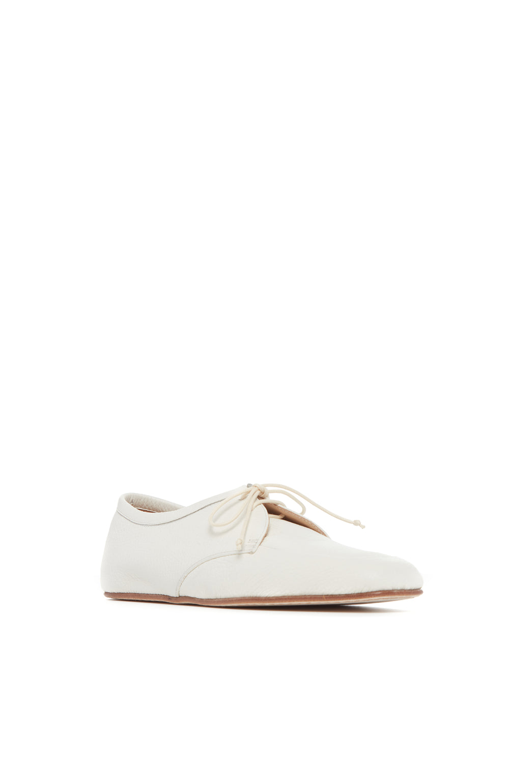 Luca Flat Shoe in Cream Textured Leather