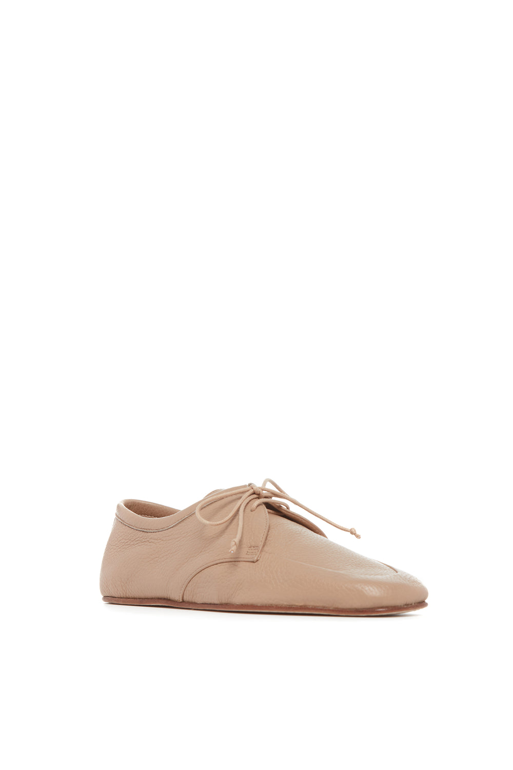 Luca Flat Shoe in Dark Camel Textured Leather