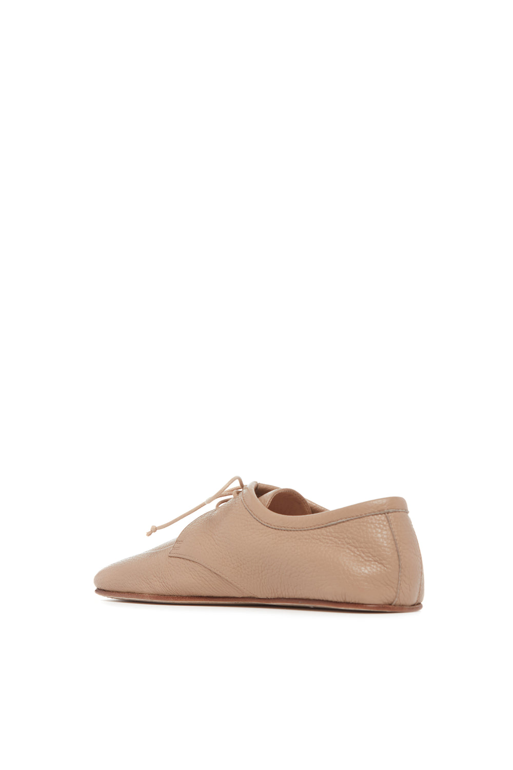 Luca Flat Shoe in Dark Camel Textured Leather