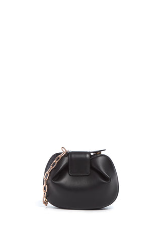 Soft Demi Clutch with Chain in Black Nappa Leather