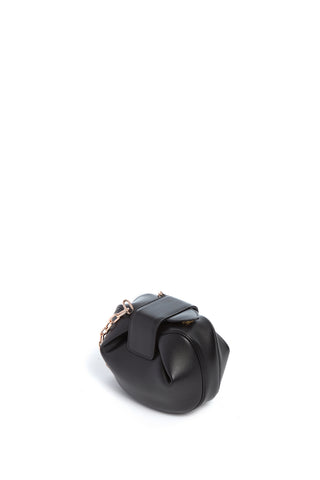 Black Nappa Leather Soft Demi Clutch - Open Interior with Gold Hardware Detail | Gabriela Hearst