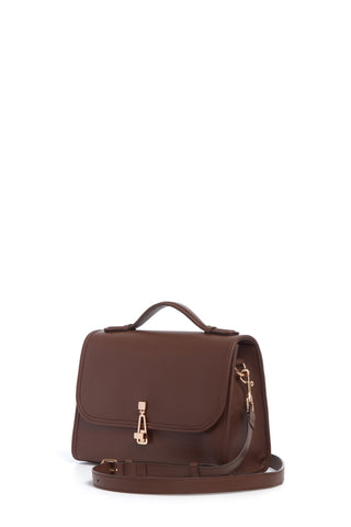 Medium Leonora Bag in Chocolate Nappa Leather