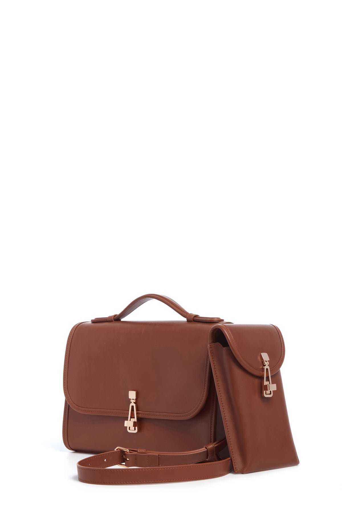 Medium Leonora Flap Bag in Cognac Leather