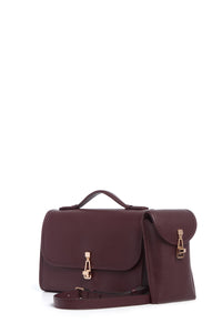 Medium Leonora Flap Bag in Bordeaux Textured Leather