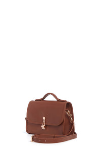 Small Leonora Flap Bag in Cognac Leather