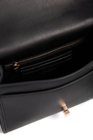 Black Calf Leather Structured Handbag - Interior Detail, Card Slots and Gold Zip Pocket | Gabriela Hearst