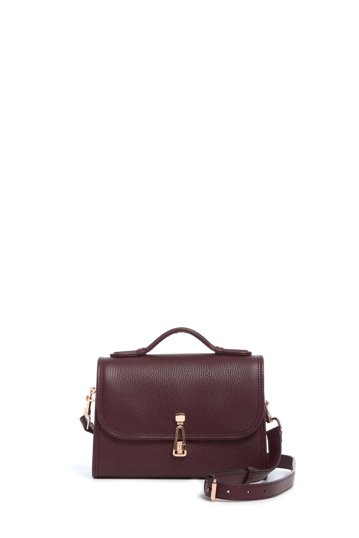 Small Leonora Bag in Bordeaux Grained Leather