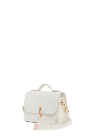 Ivory Textured Leather Leonora Flap Bag - Three Quarter View | Gabriela Hearst