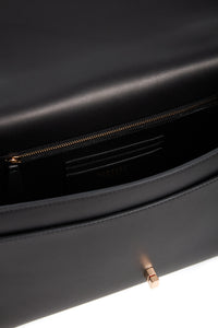 Large Leonora Flap Bag in Black Leather