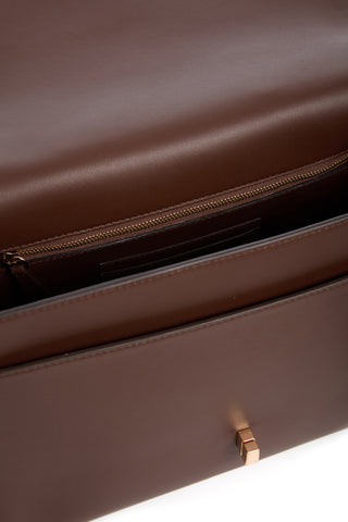 Chocolate Brown Calf Leather Leonora Flap Bag - Interior Detail | Gabriela Hearst