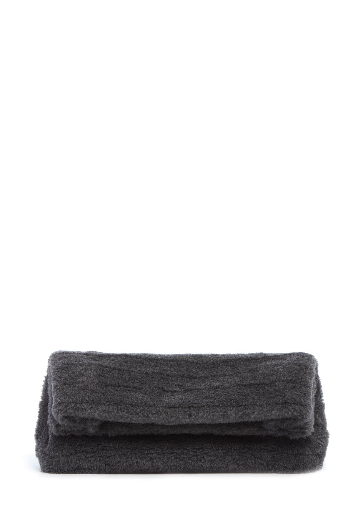 Phoebe Clutch in Dark Grey Virgin Wool Silk Cashmere Fur