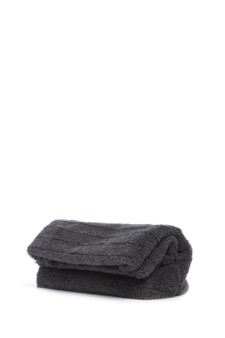 Phoebe Clutch in Dark Grey Virgin Wool Silk Cashmere Fur