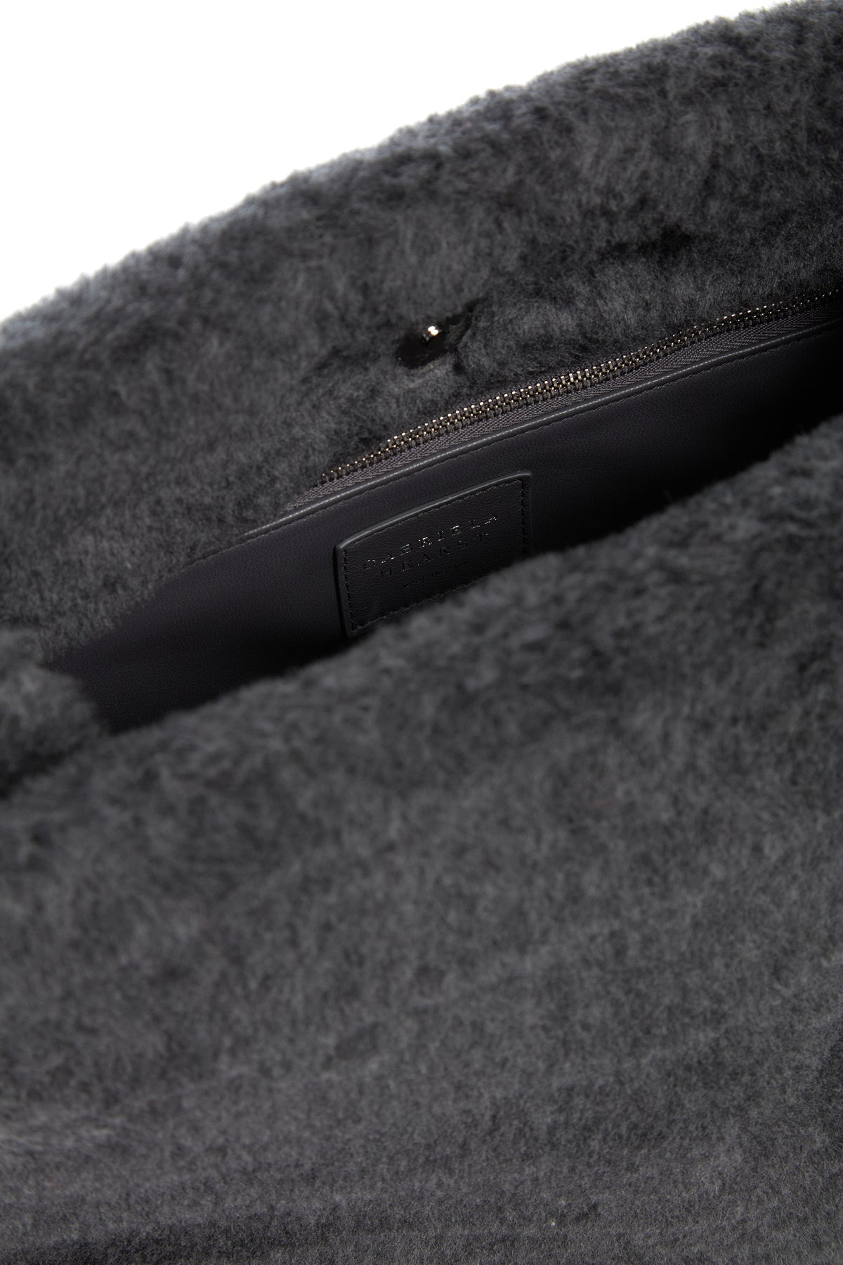 Phoebe Clutch in Dark Grey Virgin Wool Silk Cashmere Fur