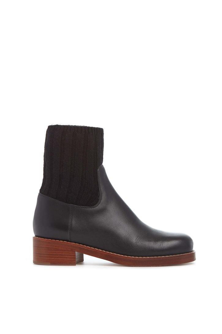 ブラックレザー&カシミアのホッブス ソックスブーツ