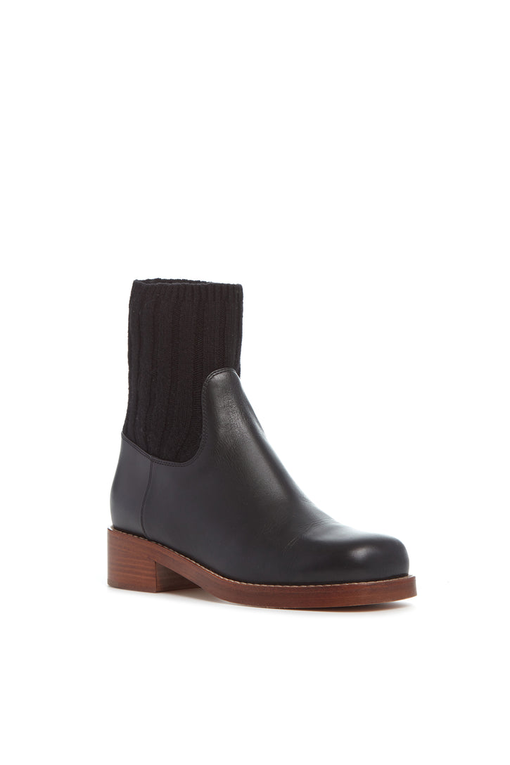 ブラックレザー&カシミアのホッブス ソックスブーツ