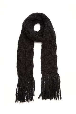 Serena Knit Scarf in Black Welfat Cashmere