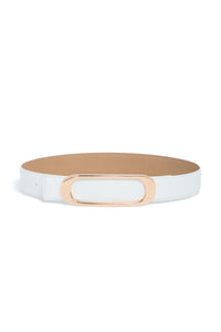 Medium Timon Reversible Belt in Ivory & Nude Leather