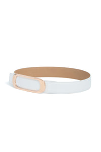 Medium Timon Reversible Belt in Ivory & Nude Leather