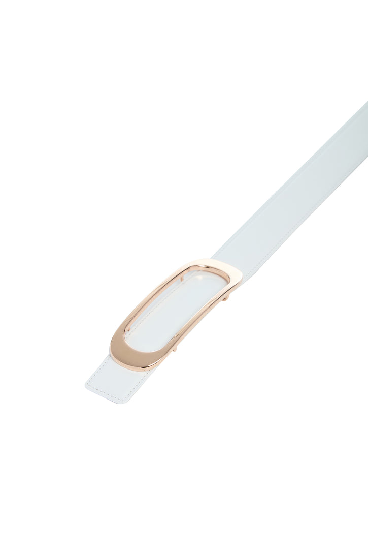 Medium Timon Reversible Belt in Ivory & Nude Leather